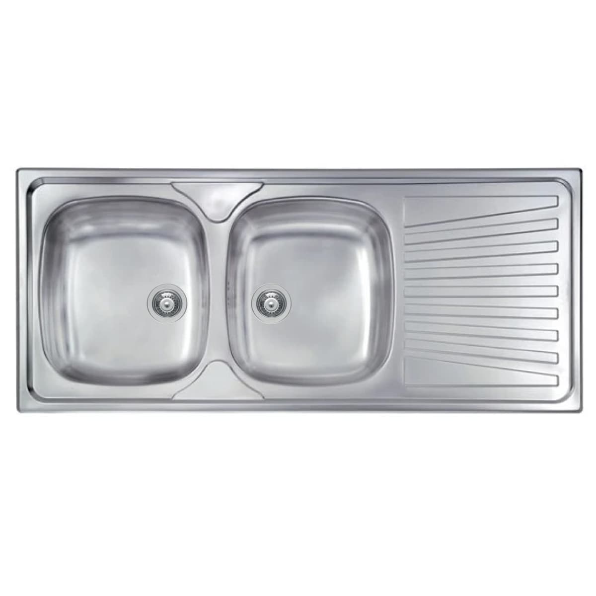 LAVELLO CUCINA DA INCASSO IN ACCIAIO INOX 2 VASCHE CON GOCCIOLATOIO MODELLO MONDIAL - CM.116x50 VASCA SINISTRA - PROFONDITÀ VASCA: 15 CM  - HID - 2