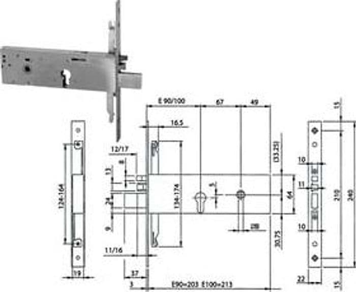 Elettroserratura Triplice da Infilare per Fascia Cil.eu. 64 mm H 96392 90 – Iseo Serrature