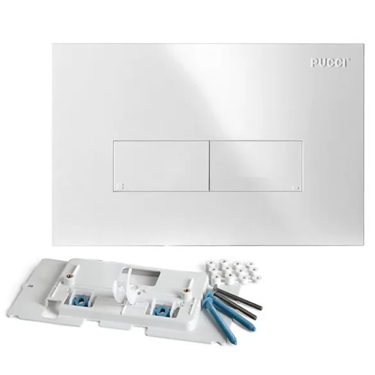 Placca 2 Tasti Modello Eco 28 Bianca Pucciplast - 2