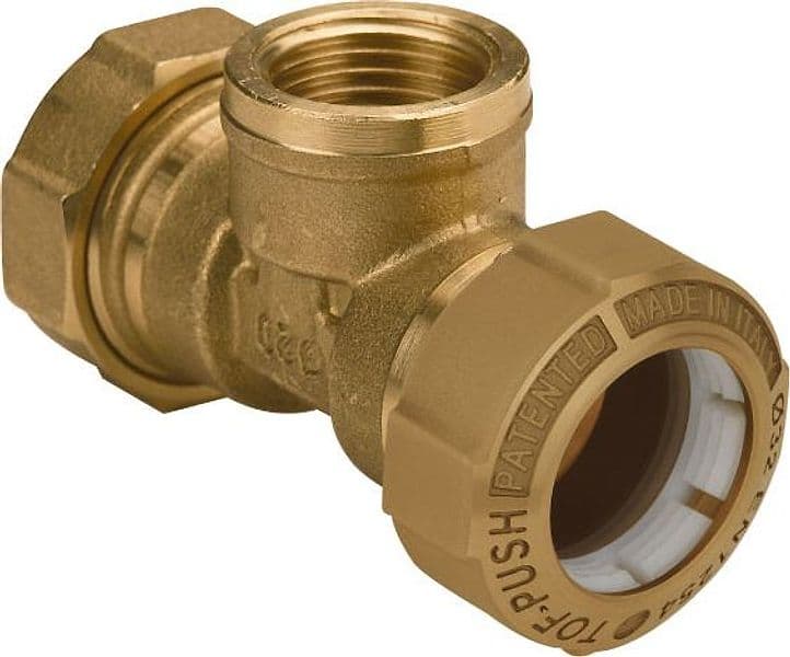 Raccordo in Ottone a Tee Femmina Tof Push Ø 32 x 1XØ32 EFFEBI