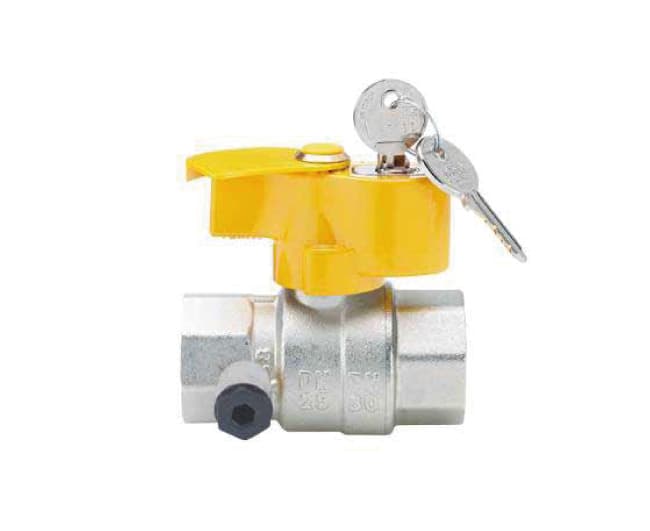 Valvola Arresto a Sfera in Ottone Presa Pressione e Chiave per Gas Femmina - 2