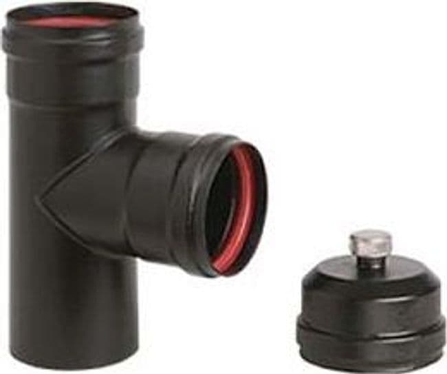 Raccordo a T F per Stufe a Pellet Nero Opaco Ala Pellet Aeternum F Ø 100 mm - 2