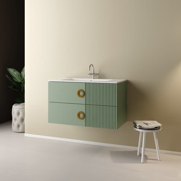 Mobile Bagno Sospeso Senza Specchio Base Sospesa Lavabo Stone Grey Specchio - 2