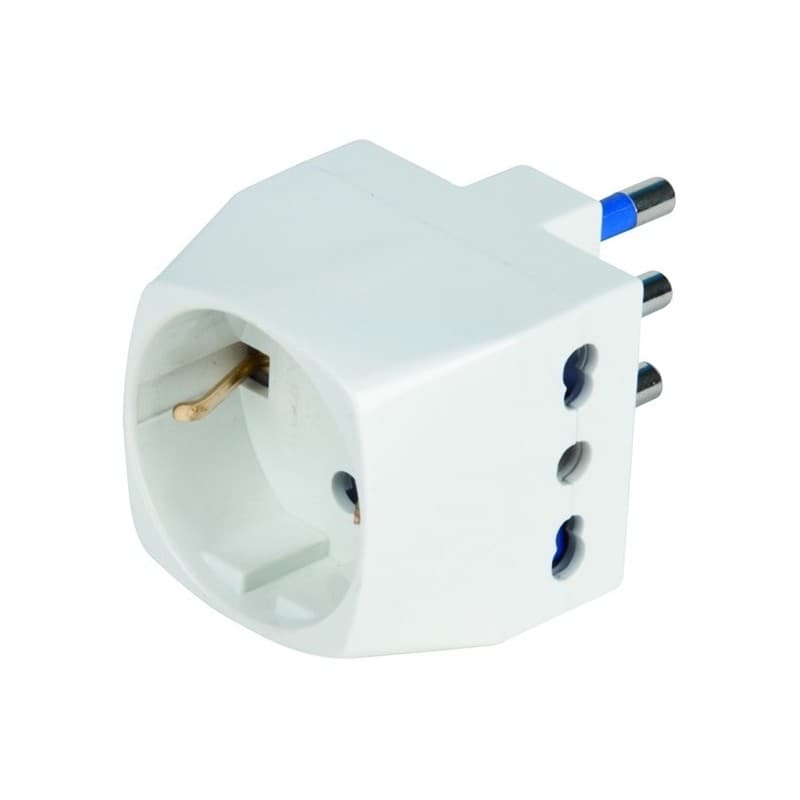 Adattatore Triplo Bivalente 2P+T Spina Schuko 16A+T - 2