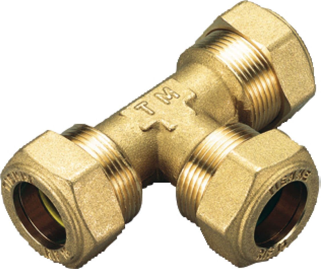 Raccordo Tee Intermedio per Gas con Tenuta o Ring per Tubo Rame Ø 14 TIM - 2