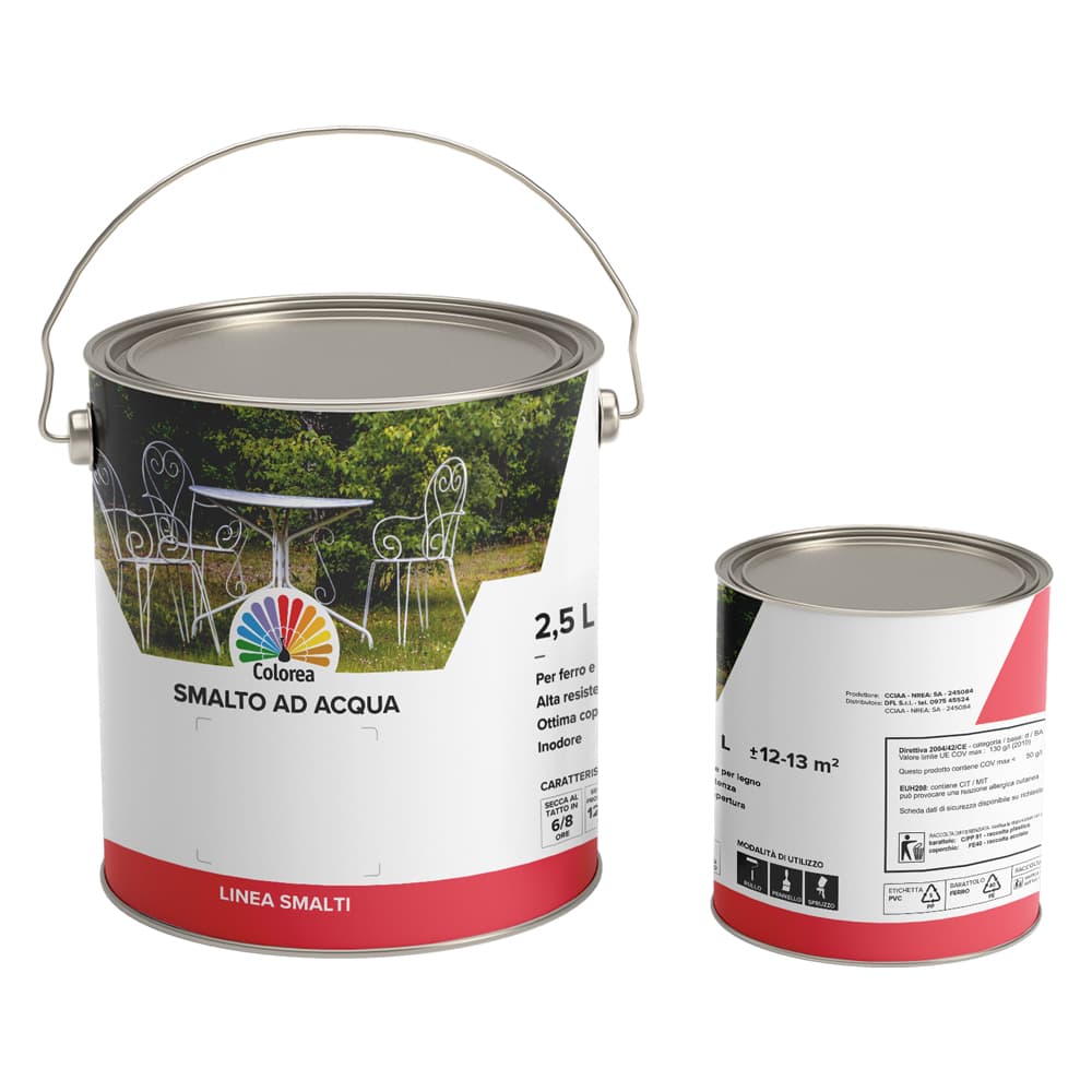 Smalto All Colorea' Colorea Acqua Bianco Artico Lucido 6 Pezzi 0,750 lt - 2