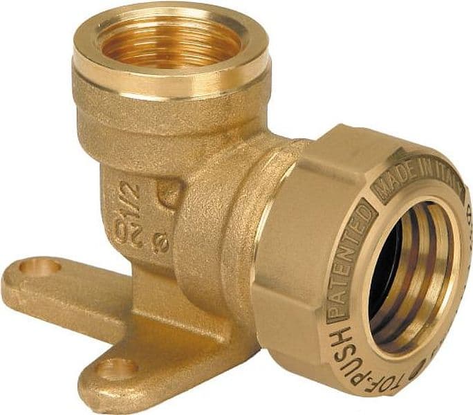Raccordo Curvo in Ottone Femmina Anello di Ancoraggio Metallico Effebi - 2
