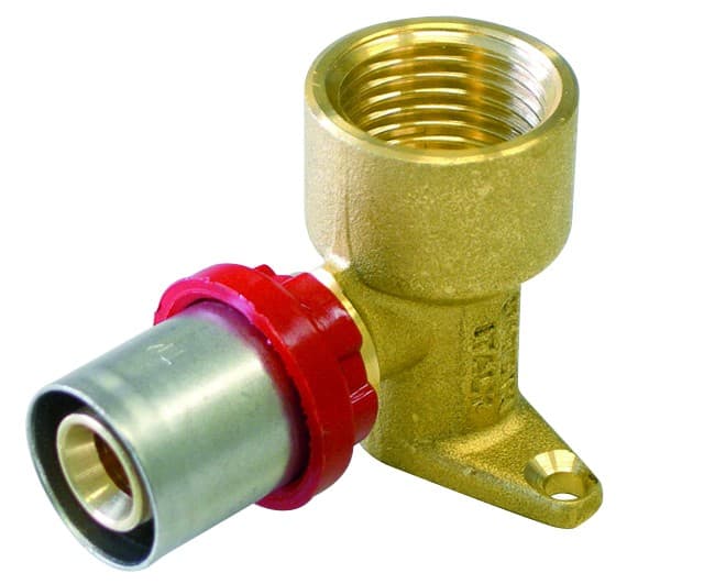 Raccordo a Pressare Curvo Femmina Flangiato H 52 16 x ½ Multistrato Tiemme - 2