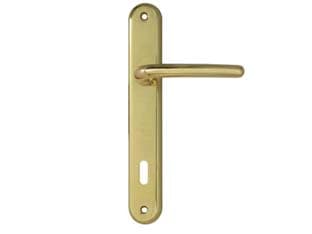 Maniglia Torino con Placca in Zama Finitura Ottone Lucido 70 mm Foro - 2