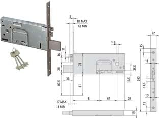 Elettroserratura Infilare per Fasce Doppia Mappa 78 mm H 17352 100 mm - 2