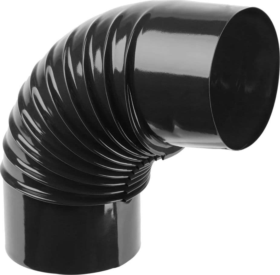 Gomito Smaltato per Stufe Ø 12 90° Nero Lucido Europrofil - 2