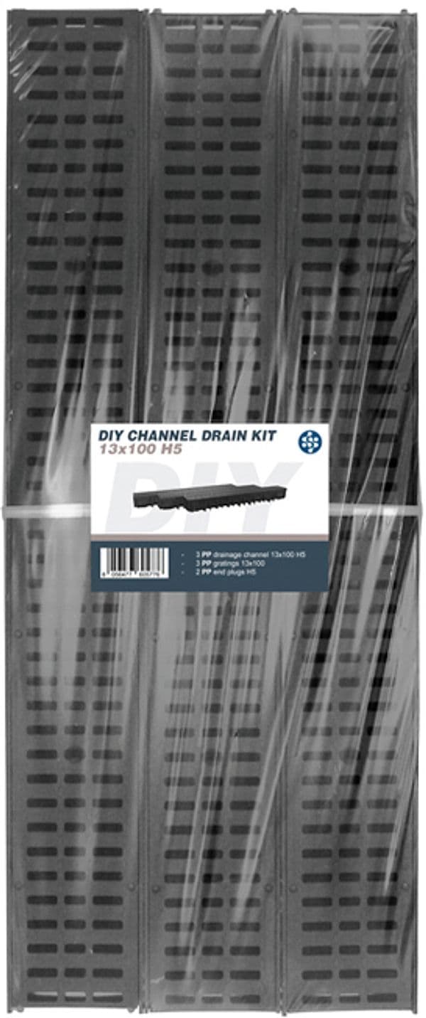 Kit 3 Pezzi. Canalette Nor Cm 13 x 100X5 H + 3 Griglie Polipropilene Cm 13 - 2