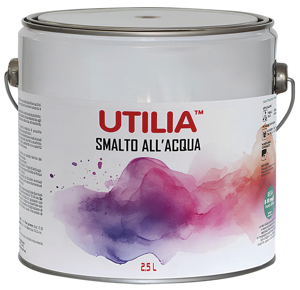 Smalto All'Acqua L 2 5 Bianco Lucido 4 Pezzi Utilia - 2