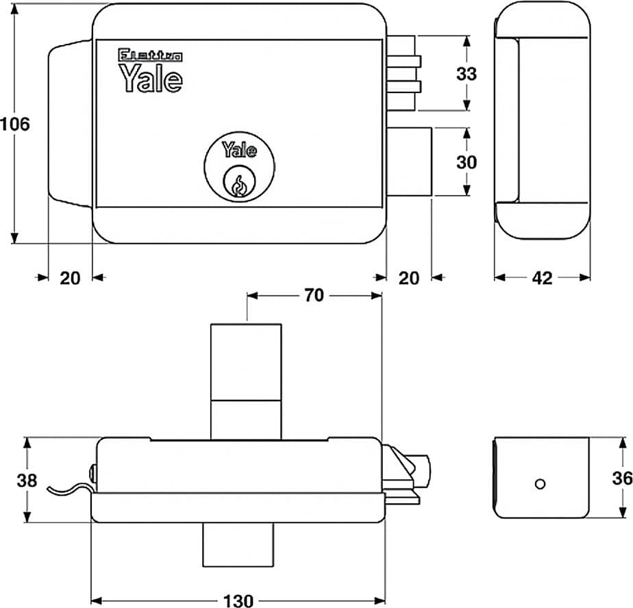 SERRATURA ELETTRICA DA APPLICARE PER CANCELLI ART. 68080 Dx - E 70  - YALE