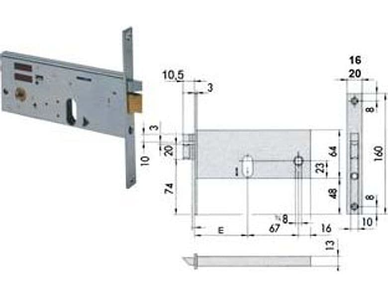Elettroserratura da Infilare per Fasce 64 mm H 1451 70 mm (14511700) - 2