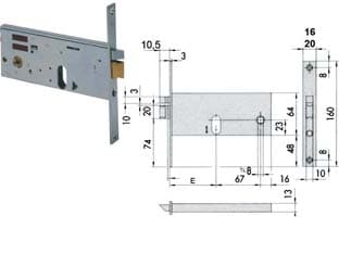 Elettroserratura da Infilare per Fasce 64 mm H 1451 70 mm (14511700) - 2