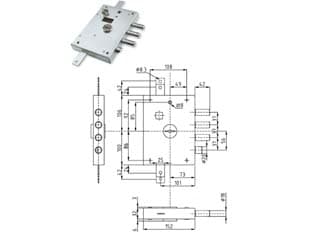 Serratura Triplice Applicare con Scrocco Doppia Mappa Blind. Heavy 73 mm Sx - 2