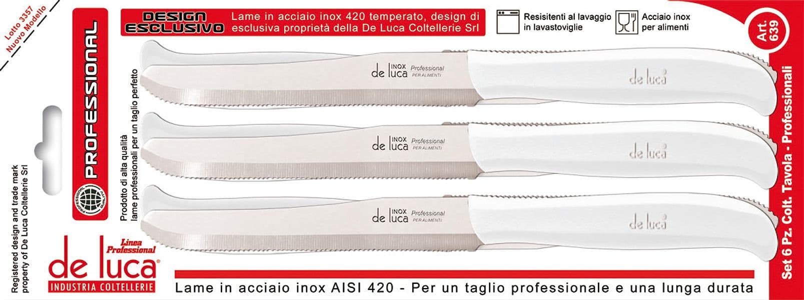 Set Colore Telli da Tavola Inox 6 Pezzi Colore Bianco Codice 59484