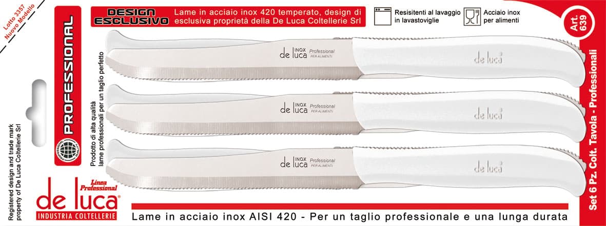 Set Colore Telli da Tavola Inox 6 Pezzi Colore Bianco Codice 59484 - 2