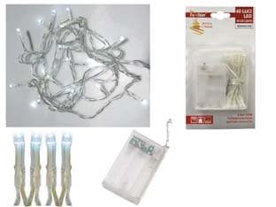 Luci 40 LED Bianco Freddo a Batteria per Interno 0,2 m + 2,4 - 2