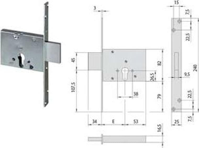 Serratura da Infilare a Cilindro 56013 70 mm (56013700) Cisa
