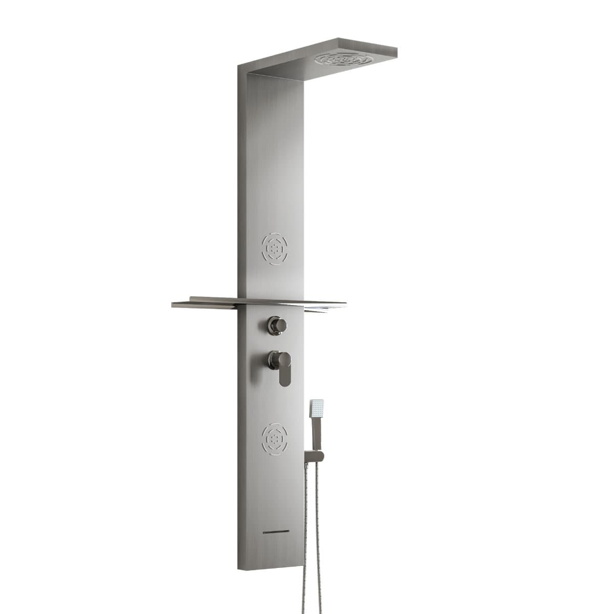 Colonna Pannello Doccia in Acciaio Effetto Satinato con Doccetta AER - 2