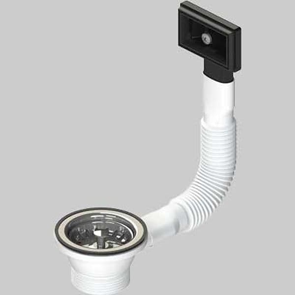 Piletta per Lavelli INOX e Sintetici con Troppo Pieno Rettangolare e Tappo - 2