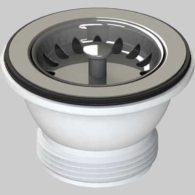 Piletta per Lavelli INOX e Sintetici con Tappo Cestello Ø 70 1½ L B Plast - 2