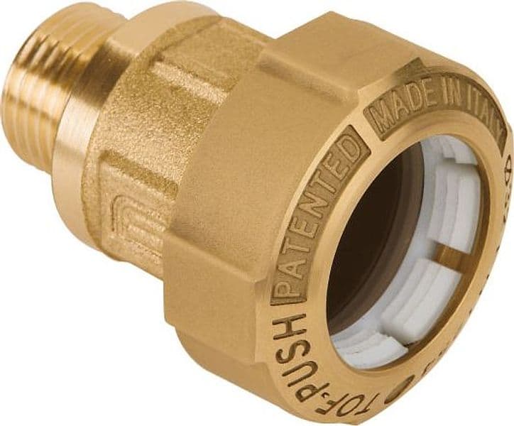 Raccordo Dritto Maschio in Ottone Tof Push Ø 20 x 1/2 EFFEBI - 2