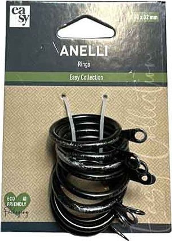 Anelli per Scorritenda a Strappo Ø 40 x 32 Colore Nero Oro Conf 10 Pezzi - 2