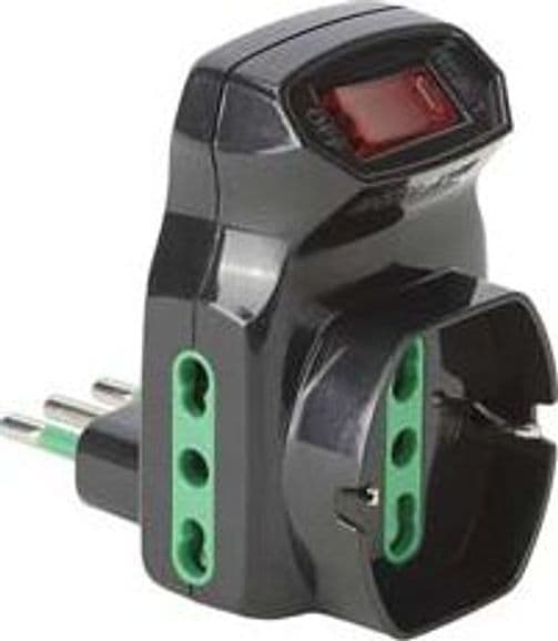 Adattatore Triplo Shuko 2 Poli + Terra 16A con Interruttore 2 Cod 490238 – Fanton