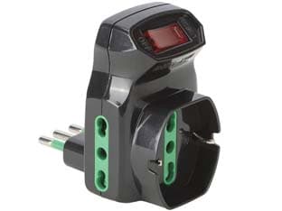 Adattatore Triplo Shuko 2 Poli + Terra 16A con Interruttore 2 Cod 490238 - 2