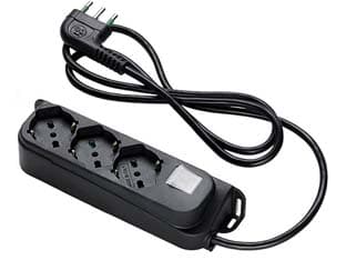 Multipresa 3 Posti Bipasso + Schuko con Interrut Linea Retail Nera 2 Pezzi - 2