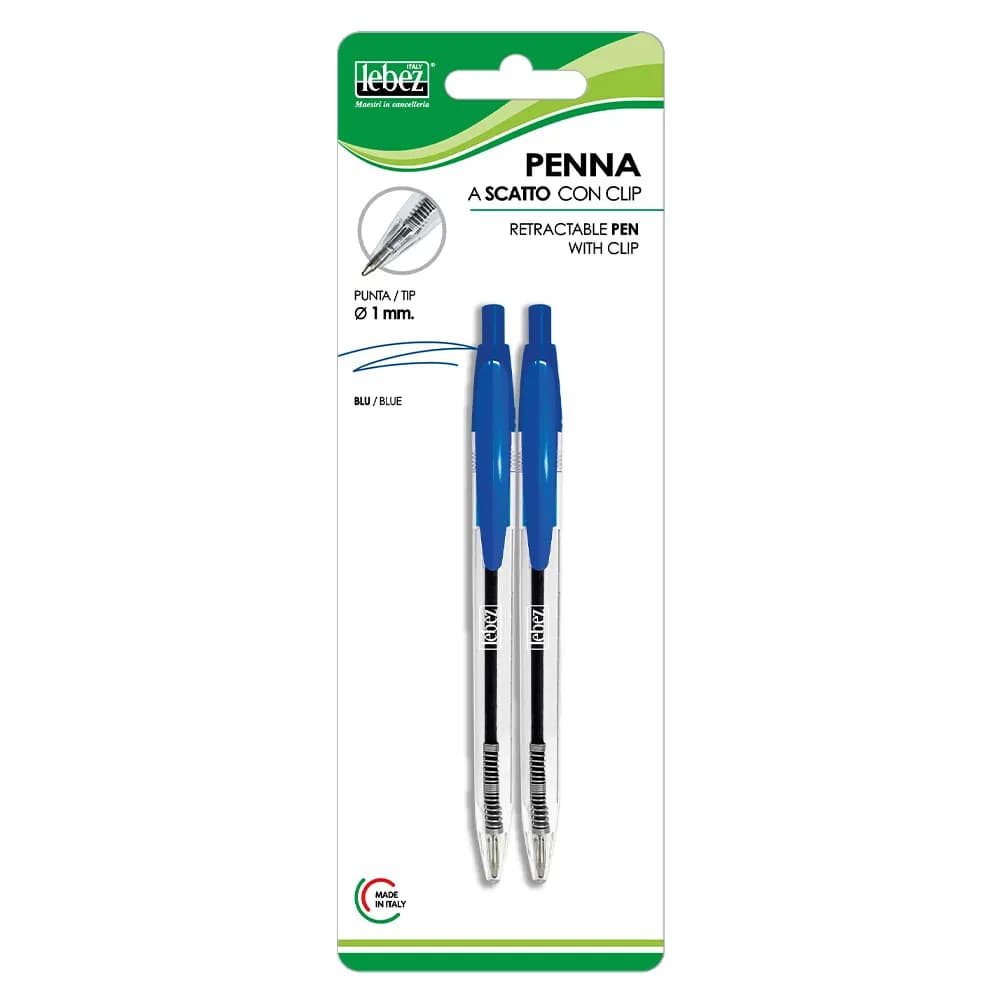 Penna a Scatto con Clip Inchiostro Lebez Blu - 2
