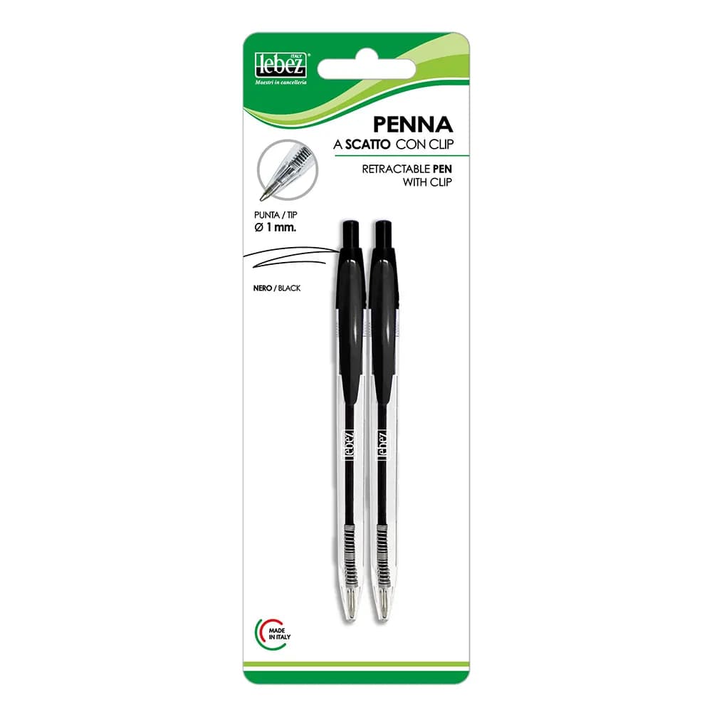 Penna a Scatto con Clip Inchiostro Lebez Nero - 2