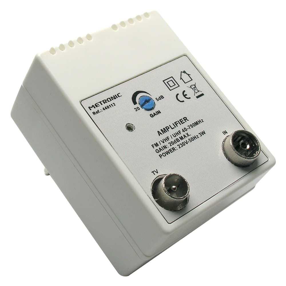 Amplificatore Interno 1 in 1 Out 1 Ingresso Fm Uhf Vhf 1 Uscita Tv Metronic - 2