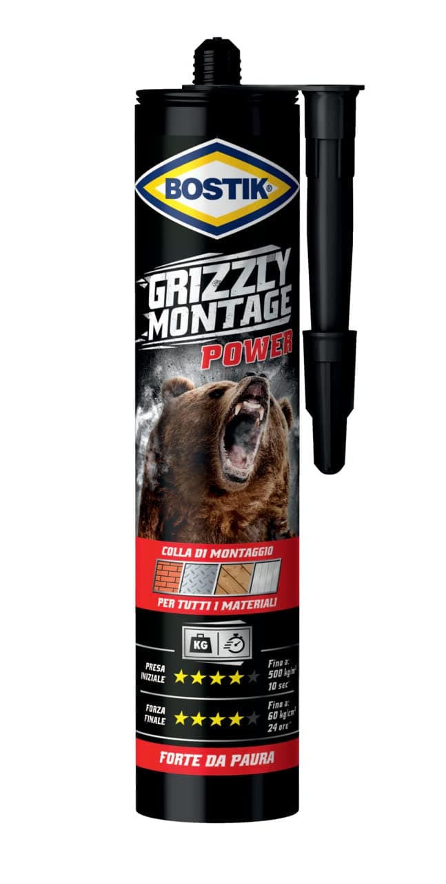 Grizzly Montage Power in Cartuccia 370 g Bianco Bostik 3 Pezzi