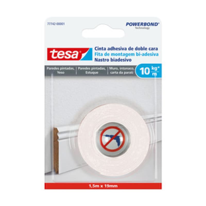 Nastro Biadesivo Tesa Powerbond Intonaco 19MMX1,5M 10 Pezzi - 2