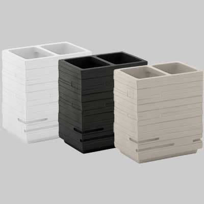 Portaspazzolini Quadrotto Tortora Chiaro Gedy - 2