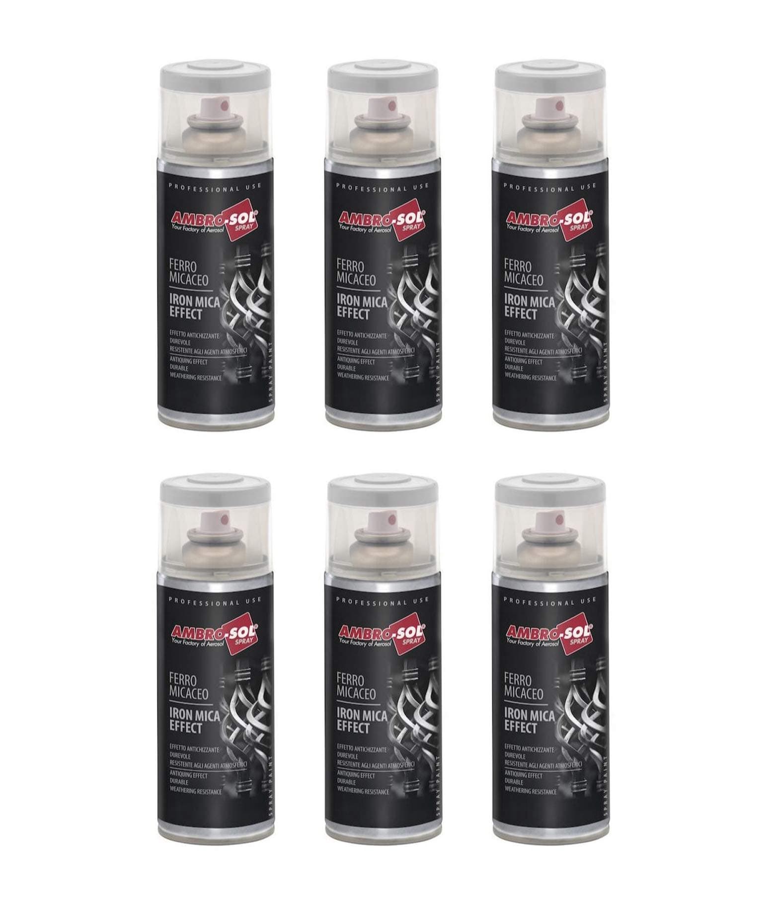 Bomboletta Spray Ferromicaceo 400 ml Argento Ambrosol 6 Pezzi – Ambro-Sol