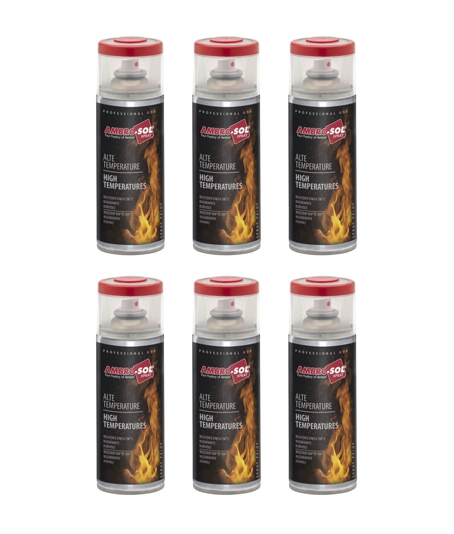 Smalto Spray Alte Temperature 400 ml Ambrosol Rosso Freni 6 Pezzi – Ambro-Sol