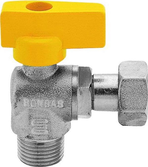 Rubinetto Gas in Ottone a Squadro con Farfalla Maschio Dado Enolgas G3263 4