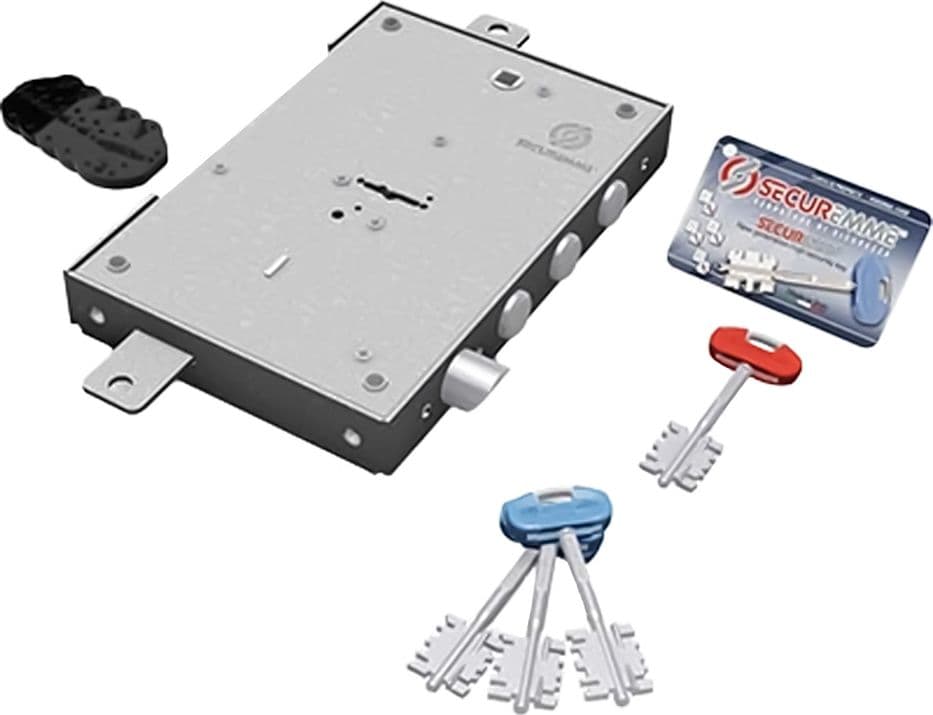 SERRATURA DA APPLICARE TRIPLICE PER PORTE BLINDATE '240' interasse pistoni 38 mm  - SECUREMME