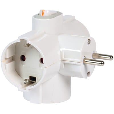 Adattatore Triplo Schuko con Int. 16A Fme Bianco 2P con T - 2
