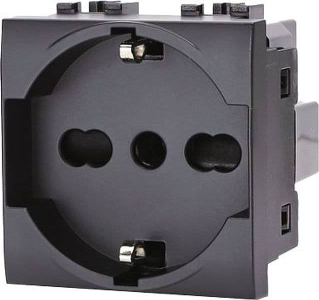 Presa Schuko con Sicurezza Abl Nero a 10 a 16 2P con T 250 V 8 Pezzi - 2