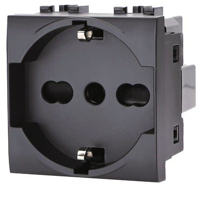 Presa Schuko con Sicurezza Abl Nero a 10 a 16 2P con T 250 V 8 Pezzi - 2