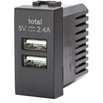 Presa Usb Abl Nero 2 Prese Usb a 2.4 5 V 8 Pezzi - 2
