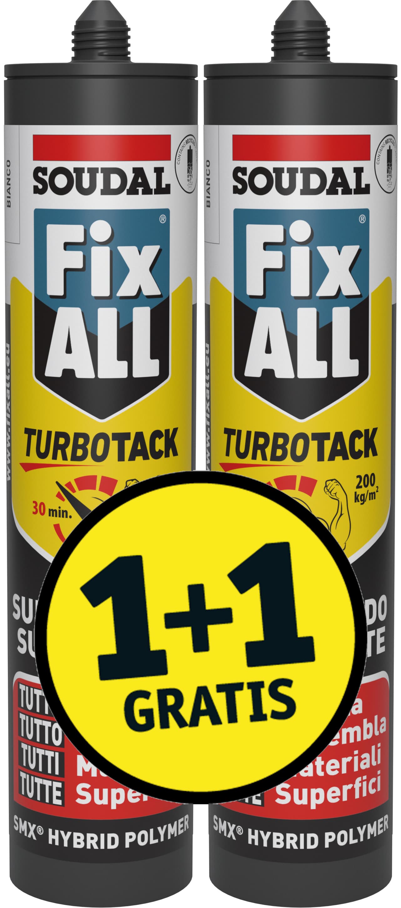 Adesivo di Montaggio ''Fixall Turbotack 1+1 Omaggio '' Ml. 290 Bianco 6 - 2