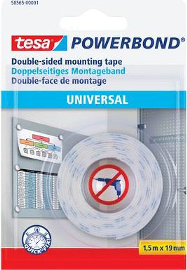 Nastro Biadesivo Universale Powerbond 58565 Tesa 1,5 ml 19 mm 12 Pezzi - 2
