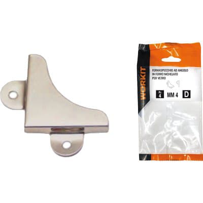 Fermaspecchio ad Angolo Self Workit Ferro Nichelato Vetro 8 mm 4 Pezzi - 2